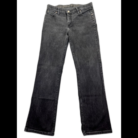 Q-Baby Wrangler 13/14 x 34 No Gap Waistband Jeans Mid Rise Black Riding Western‎ - Picture 1 of 16
